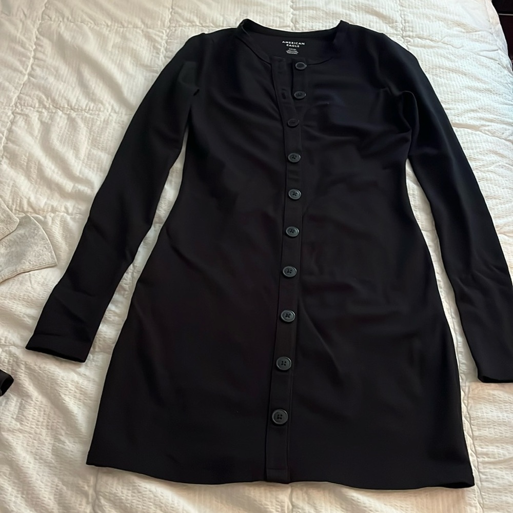 Black Button Longsleeve Dress - American Eagle -Size small. NWOT.